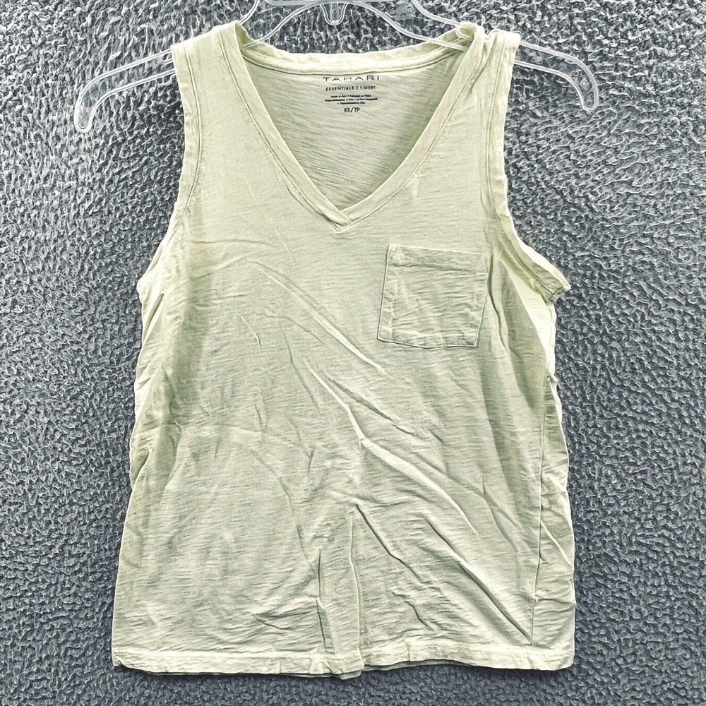 Tahari Womens Slub Knit Tank Top XS Pima Cotton Minimalist Soft Casual Basic